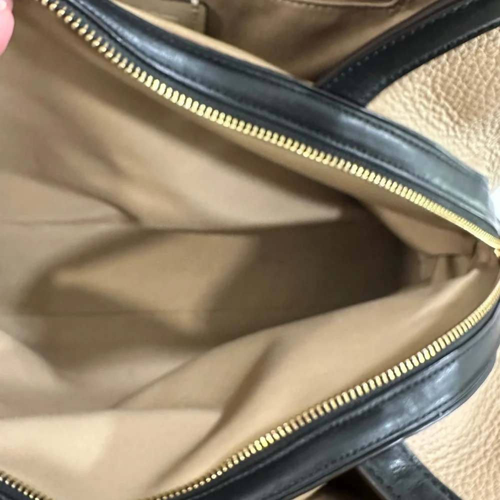 Coach Hadley Hobo Bag Colorblock Leather Shoulder Bag White Tan Black C6828